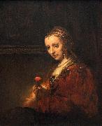 Portrait of a Woman with a Pink Carnation Rembrandt